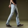 Jeans pour hommes Hommes Micro Horn Stretch Slim Korean Hole Light Blue Taille 28-36 38