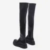 Boots Boots femelle genou noir épais semed martin style britannique petit knight maigre 220914