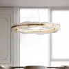 Chandeliers Crystal Glass Ripple Led Copper Chandelier For Living Room Dining Kitchen Bedroom Round Design Hanging Light