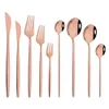 Set di posate in oro rosa Cucchiaio Forchetta Coltelli Set di posate Set di posate da dessert Cucchiaio di burro Bacchette Set di stoviglie da cucina Western b103