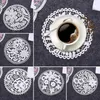 Table Mats 1PC Round Embroidered Lace Placemat Mat Home Decor Coffee Hollow Out Tea Cup Pads Tableware Kitchen Accessories