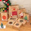 Gift Wrap Christmas Kraft Bags Pack Of 12 Xmas Tree Lantern Santa Pattern For Festival Party Candy Biscuit Package