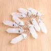 Natural Stone Pendants Crystal Bullet Hexagonal Point Pendulum Column Reiki Healing Chakra Jewelry Silver Plated N3054