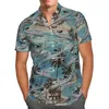 Мужские повседневные рубашки 3D -печать отдых разноцветные вертолетные панк -пляжные блузки Camisas Tops Cool Men Hip Hop с коротким рубашкой уличной одежды
