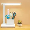 Tischlampen, USB-Aufladung, LED-Stifthalter, Schreibtischlampe, stufenlos dimmbar, Touch, faltbar, Nachttisch, Lese- und Augenschutz, Nachtlicht