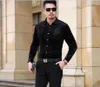 Men's Casual Shirts High Quality Mens Autumn 2022 Fashion Design Gold Velvelt Floral Dress Shirt Business Males Flowers Velvet