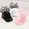Hats 2022 Summer Children's Mesh Cap Pearl Bow Breathable Baseball Hat Baby Sunshade