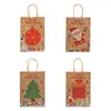 Gift Wrap Christmas Kraft Bags Pack Of 12 Xmas Tree Lantern Santa Pattern For Festival Party Candy Biscuit Package