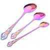 Servis uppsättningar Royal Gold Cutlery Set Knife Dessert Fork Coffee Spoon Flatvaror Rostfritt stål Silvervaror Hem Köksbeteckna