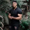 Men's Polos TOQUCL Sports Men's Polo Cotton Plus Size Summer Fitness Zipply Homme Male Wear GYM Muscle Clothing Shirts For 110kg