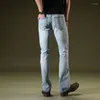 Jeans pour hommes Hommes Micro Horn Stretch Slim Korean Hole Light Blue Taille 28-36 38