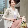 Women's Suits Button Plaid Pockets Notched Office Lady Blazers Jackets Korean Autumn Fashion Elegant Slim Casual Woman Suit Jacket