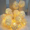 Strings 2M 20LED Rattan Ball LED String Light Warm White Fairy Holiday For Party Wedding Decoration Christmas Lights Garland