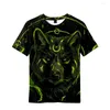 Herr t-skjortor sommarprodukttryck mode 3d djur lejon trend barns kortärmade t-shirt rund hals lösa stor storlek