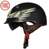 Motorcykelhjälmar Dot Certifierad retro hjälm torc cascos para moto med inbyggd lins vintage capacete abs material unisex cool äkta äkta