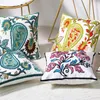 Housse de coussin brodée en coton, taie d'oreiller, motif floral bohémien, décoration de canapé, de maison, 18x18 pouces