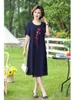 Casual Dresses 2022 Summer Mother Dress Vintage Middle-aged And Elderly Womens Chiffon Embroidery Loose Cover Belly Western Style