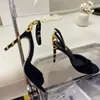 Sandálias para femininos sapatos de vestido moda moda entrelaçada dourada em forma de snake snake snake shoe designer de sapatos de decoração de 9,5 cm de altura sandália 35-43