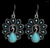 Boucles d'oreilles à dos charmant Tibet argent mode Vintage 925 calcédoine corail TURQUOISES boucle d'oreille femme chance bijoux gratuit