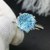 Ringos de cluster genuínos azuis naturais topázio geme homens homens facetados anel ajustável Conta clara 8x8mm Redonda de cura para cura de pedra