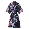 Scenkläder kort stil som japansk kimono yukata klänning haori kvinna sömn natt badrock orientalisk kinesisk siden pyjamas