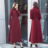 Laine des femmes mélanges femmes simple boutonnage Faux mélange Maxi Long Trench col montant vêtements d'extérieur manteau