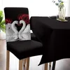 Housses de chaise en spandex, magnifiques cygnes et roses romantiques, décoration de maison, fournitures de mariage, extensibles