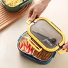 Bento Boxes Portable Hermetic Lunch 2 Layer Grid Children Student with Fork Spoon Leakproof Microwavable Prevent Odor School 220930