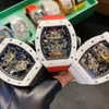 RichasMiers Relógio Ys Top Clone Relógio de fábrica de fibra de carbono relógio de pulso automático luxuoso masculino barril de vinho Rm17-01 SeriesVD4EXOXH