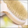 Brosses de bain Éponges Épurateurs Peau sèche Corps Doux Brosse à poils naturels Bain en bois Douche Spa sans poignée Drop Deli Sports2010 DHS5Q