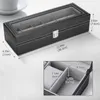 Watch Boxes 6 Slots Box Display Case Organizer For Men Women Gift PU Leather Watches Storage Jewelry Black