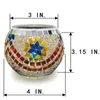 Titulares de vela Mosaic Glass Candlestick Decoração de casamentos Férias aniversário doce laranja doce