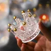 Candle Holders Multifunctional Creative Glass Crown Candlestick Embossed Ring Beauty Makeup Jewelry Storage Box Candelabra