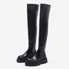 Boots Boots femelle genou noir épais semed martin style britannique petit knight maigre 220914