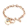 Bracelets de charme Mode européenne Love Bracelet en acier inoxydable Coeur Rose Gold Zircon OT Clip Titanium Femmes Bijoux pour filles