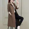 Women's Trench Coats Fashion Women Winter Vintage Jacket Lapel Solid Office Lady Long Sleeve Windbreaker All-match Coat For Daily Life
