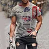 Men's T Shirts Summer Mens Tee Shirt Fitness Gym Clothing American Flag Print For Men Short Sleeve Vintage Streetwear Camisas Hombre