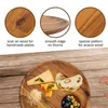 Baking Tools Round Solid Wood Board Whole Acacia Fruit Plate Wooden & Gold Marbled Ceramic Dessert Steak Salad Snack Cake Tray