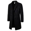 Misto lana da uomo Autunno Inverno Trench coat in lana nera Uomo Cappotto lungo in lana stile coreano Giacca monopetto maschile Giacca a vento casual 220930