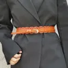 Bälten cummerbunds bälte kvinnors roll läder mode ihålig ut den breda upplagan spänne retro lager kohud nål