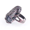 Natural Stone Black Onyx Bead Antique Rings for Women Finger Jewelry Wire Wrapped Tree of Life Adjustable Ring X3059