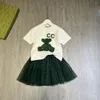 Lyxdesigner barn t-shirt sl￶ja kjol mode brittisk modem￤rke sommar barns skatter och flickor bomull tv￥-stycken lyxdesigner hoodie kjol