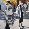 Womens Wool Blends Women Jackets Winter Houndstooth Female Woolen Coats Patchwork Lambswool Lady Outerwear Trendy Pockets Clothes 220930