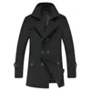 Herren-Wollmischungen, schwarzer Trenchcoat, Herren-Winterjacke, lässig, schlank, warm, langärmelig, Jacken, Herren, koreanischer Stil, übergroßer Mantel, Windjacke, Mantel 220930