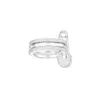 Cluster Ringen S925 Sterling Zilveren Ring Drie-layer Pin Persoonlijkheid Paperclip Damesmode Temperament Luxe Sieraden