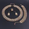 Серьги ожерелья устанавливают Oeoeos Turkish Dubai Gold Color Bridal Нигерийские африканские украшения для женских украшений костюмы украшения