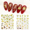 Nail Stickers 6pcs Art Dragon Decals Red Gold Colorful Dragons 3D Back Glue Nails Decal Self Adhesive Sticker Acrylic Tips Tool