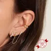 Hoop oorbellen 925 Zilveren oor buckle klauwbloem voor vrouwen eenvoudige gouden kleur kristal zirkoon mode sieraden