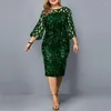 Robes décontractées robe de soirée grande taille été femmes 2022 élégant Sequin noir vin rouge tenues de soirée 3xl 4xl 5XL