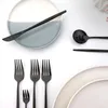 Dinnerware Sets JANKNG Mirror Black Set Knife Fork Dessert Spoon Cutlery Stainless Steel Silverware Flatware Kitchen Dinner